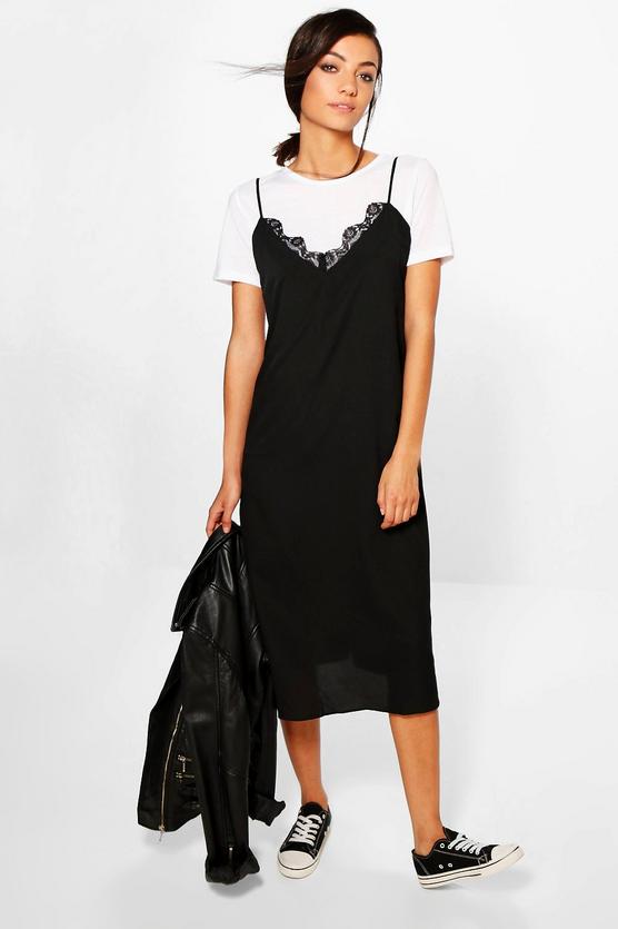 Tall Saddie Tee And Woven Slip Dress